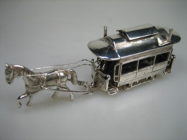Oude Zilveren Paardentram Miniatuur Haarlem uit ca.1976