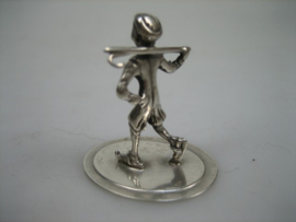 Miniatuurtje Zilver en Zeldzaam  Hockeyspeller van J. Weeda uit ca. 1979
