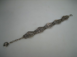 Antieke zilveren filigrain schakel armband uit ca.1920