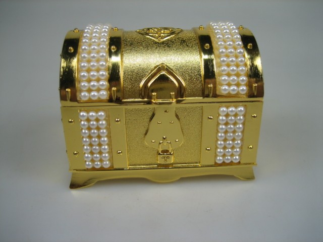 Luxe Sieraden kistje met kunst parels nieuw geheel goudkleurig verguld