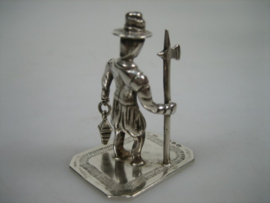 Miniatuur Zilver Stadwachter met Lans en Lamp uit ca. 1963