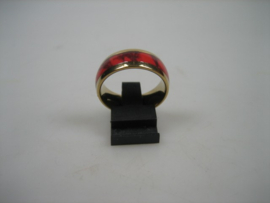 Moderne ringen van double goudkleurige verguld Red bloodstone fantasy italiaanse import