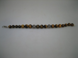 Antieke dames armband tijgeroog met 925 gehalte zilveren sluiting
