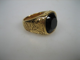 Herenring met synthetische zwarte Onyx steen nieuw uit eigen import