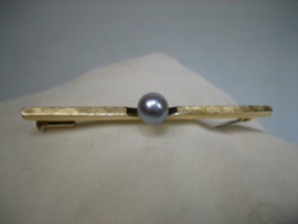 Gouden 18 karaat Broche met echte Tahiti Zuidzee Parel uit ca. 1930