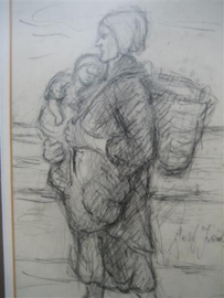 Jozef Israëls tekening 1824 - 1911 | Kunsthandel Antiekjuwelier Briljant
