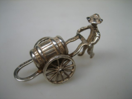 Zilver oud miniatuur handkar met whiskyton uit ca. 1979