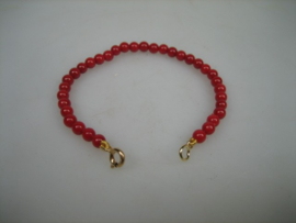 Antieke Bloedkoralen Baby Armbandje met Gouden veerring