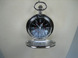 Metaal kleur heren Quartz zakhorloge met ketting nieuw | Antiekjuwelier Briljant 1974