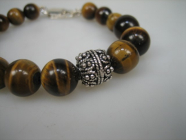 Antieke armband tijgeroog met 925 gehalte zilveren sluiting