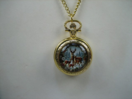 Quartz zakhorloge met ketting embleem afbeelding van diversen Herten