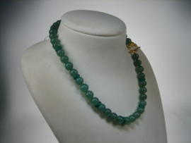 Antiek Chrysopraas Edelsteen colliers met 18K goudkleurige kappittelstokje