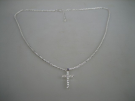 Zilveren exclusief fantasie collier met kruisje gezet met zirkonen nieuw