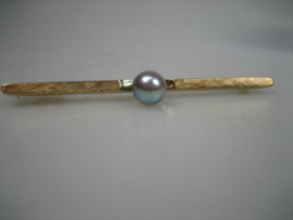 Gouden 18 karaat Broche met echte Tahiti Zuidzee Parel uit ca. 1930