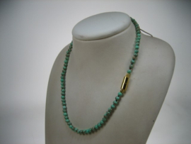 Antiek gemêleerd echt Agaat collier met 14K goudkleurige vergulde pijp magneetsluiting