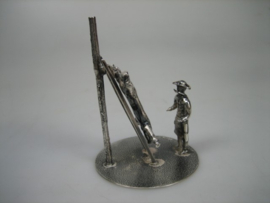 Zilveren Oud Miniatuur Slager aan het Uitbenen uit ca. 1973