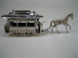 Oude Zilveren Paardentram Miniatuur Haarlem uit ca.1976