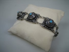 Zilveren oude Armband met Turquoise met 5 opberg ruimtes voor tandjes