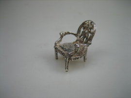 Antiek Zilveren Miniatuurtje Lodewijk Stoeltje uit Engeland ca. 1906