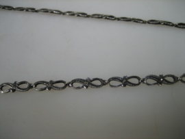 Geelgouden/Zilveren oud 14 karaat collier met geslepen roosdiamanten