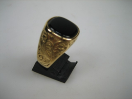 Herenring met synthetische zwarte Onyx steen nieuw uit eigen import