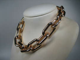 Double goudkleurige vergulde schakelcollier met 14k nieuw