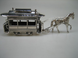 Oude Zilveren Paardentram Miniatuur Haarlem uit ca.1976