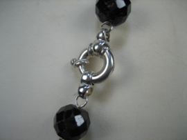 Antiek Granaat Collier met Zilver Handgemaakte Veerring uit ca. 1930