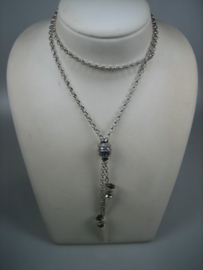 Antieke Zilveren Breidoppen met Chat Elaine tonnetje met Jasseron Ketting uit ca. 1900