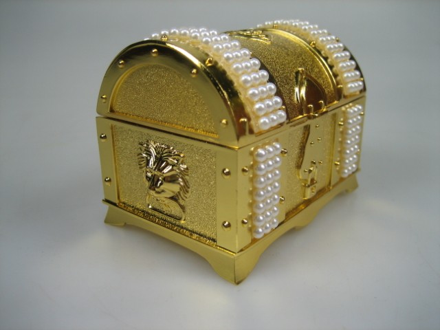 Luxe Sieraden kistje met kunst parels nieuw geheel goudkleurig verguld