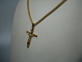 Goudkleurig Kruis met 14k echte vergulding en  Punnik schakel collier nieuw eigen import