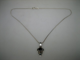 Antiek zilveren hanger met ovalen onyx incl. zilveren ketting je uit ca. 1930