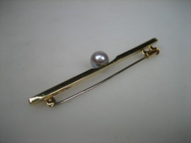 Gouden 18 karaat Broche met echte Tahiti Zuidzee Parel uit ca. 1930