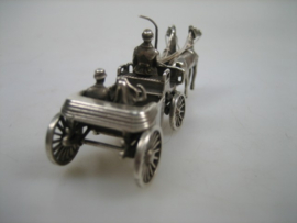 Miniatuur Zilveren Rijtuig met tweespan uit ca. 1958 zeldzaam miniatuur