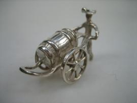 Zilver oud miniatuur handkar met Bierton van J. Weeda uit ca. 1970