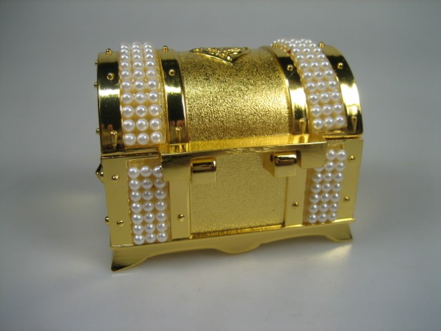 Luxe Sieraden kistje met kunst parels nieuw geheel goudkleurig verguld