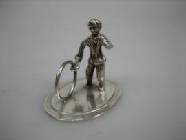 Zilver Miniatuur Kind met Hoepel uit ca.1981 van J. Weeda