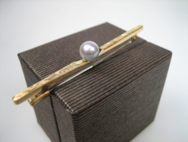 Gouden 18 karaat Broche met echte Tahiti Zuidzee Parel uit ca. 1930