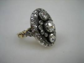 Gouden Princesse diamant damesring 14 karaat ca.1900