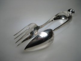Antieke zeldzame massieve hollandse zilveren Saladetang uit ca.1885