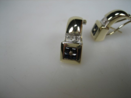 Gouden 14 karaat Onyx oorbellen met Briljant uit ca. 1958 Top kwaliteit