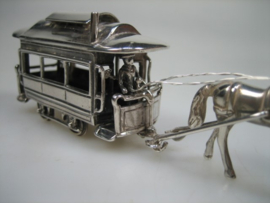 Oude Zilveren Paardentram Miniatuur Haarlem uit ca.1976