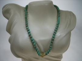 Antiek gemêleerd Agaat collier met 14K goudkleurige vergulde magneetsluiting