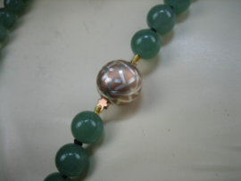 Antiek Chrysopraas Edelsteen colliers met goud op zilver sluiting