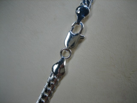 Zilveren platte fantasie Gourmet collier met Cartier sluiting  nieuw