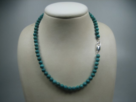 Turquoise collier met zilveren Cartier sluiting