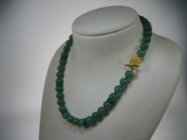 Antiek Chrysopraas Edelsteen colliers met 18K goudkleurige kappittelstokje