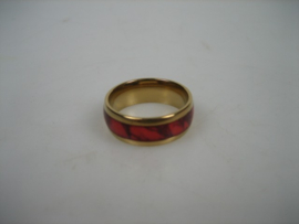 Moderne ringen van double goudkleurige verguld Red bloodstone fantasy italiaanse import