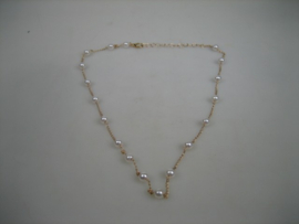Parel collier met double ketting en karabijnhaak sluiting imitatie nieuw
