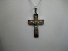Zilver collier met groot RVS Kruis met groot hangoogje nieuw